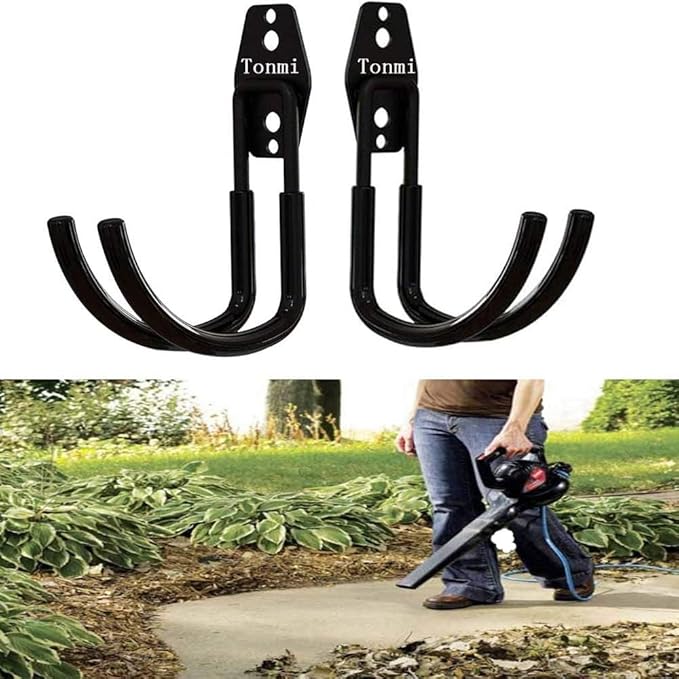 2Pcs Leaf Blower Hanger for Garage, Chainsaw Holder Wall Mount, Power Hedge Trimmers Rack, Heavy Duty Chainsaws Hooks, String Trimmer Hangers, for Home/Garden Tools Organizers and Storage (Set of 2)
