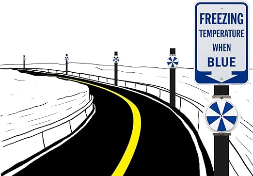 SmartSign Freezing Temperature When Blue Sign with Arrow - 18 x 12 inch, 63 mil Aluminum, 3M Laminated Engineer Grade Reflective Material, Blue and White, Made in USA