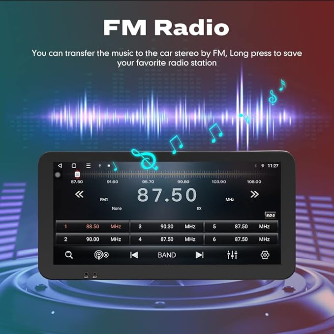 Kunfine Car CarPlay Android Auto Navigation Stereo GPS Radio Reverse Camera Display 10.33" QLED Touchscreen Headunit Tablet Pad Media Player For Peugeot 301 13-22 if Applicable Quad Core 1G+32G Silver
