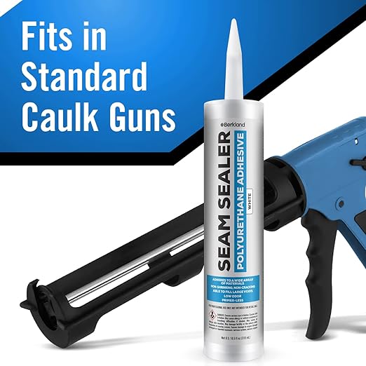 [2 Pack] Polyurethane Seam Sealer Automotive Compound Kit - Durable & Flexible Auto Body Filler - Seam & Joint Compound for Bare or Painted Surfaces - Automotive Seam Sealer White - RV Roof Sealant