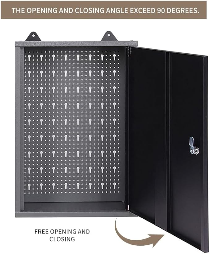 JZD Steel Wall Mount Storage Garage Cabinet, Metal Hanging Tool Cabinets, Black & Grey