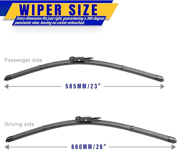 2 wipers Replacement for Toyota Tundra 2007-2020 Toyota Sequoia 2008-2020, Windshield Wiper Blades Original Equipment Replacement - 26"/23" (Set of 2) Pinch Tab
