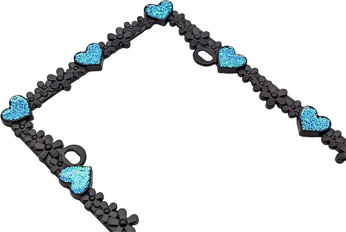 Creathome 3D Shining Daisy Heart License Plate Frame from Pure Zinc Alloy Metal Perfect Plate Holder, Matt Black with Blue Glitter, Luminously Heart