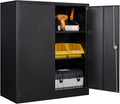Metal Storage Cabinet, Lockable Storage Cabinet with 2 Doors and Shelves, Metal Cabinet with Lock, Small Lockable Metal Cabinet for Home Office(Black)