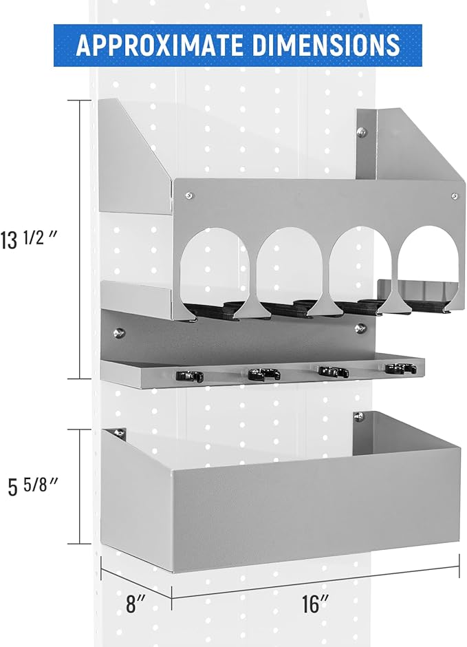AA Products P-SH-Power Tool Organizer Wall Mount Designed for 16''D Van Shelving Storage, Three Layer 16" W Steel Power Tool Charging Station Organizer