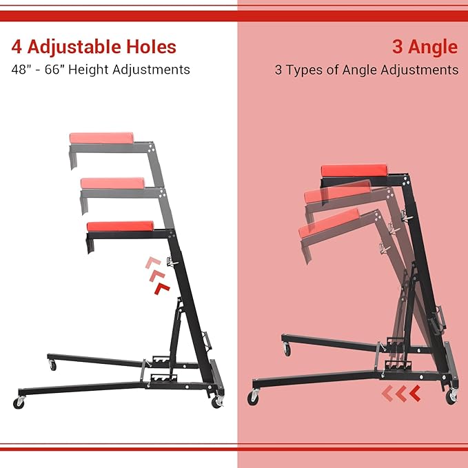 400lbs Foldable High Top Automotive Engine Creeper, 48" to 66" Adjustable Height Creeper for Garage Workshop Repair Maintenance Mechanic