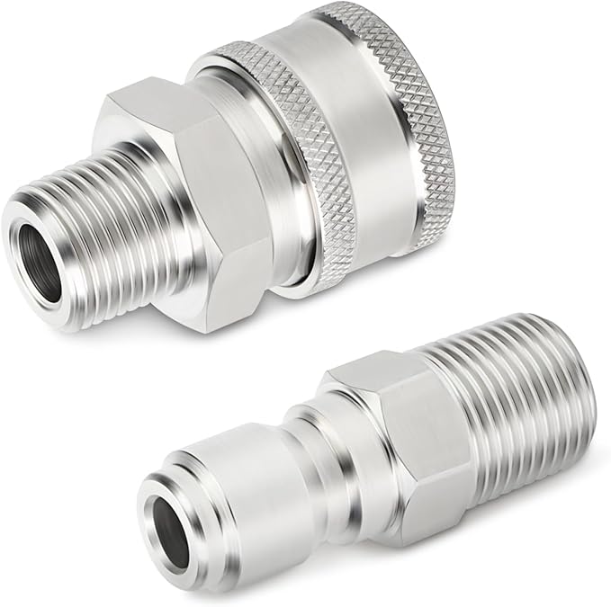 TAISHER 12PCS 304 Stainless Steel Pressure Washer Adapter Kit, Quick Connect Fittings，3/8" Male