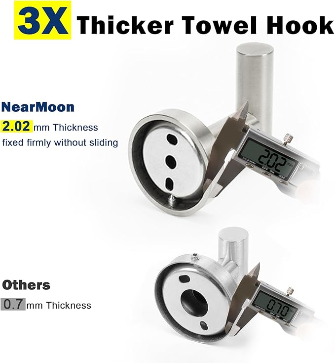 NearMoon Bath Towel Hooks- SUS 304 Stainless Steel Robe Hook Holder, Heavy Duty Coat Hook for Bathroom Livingroom Hotel Kitchen Garage, Wall Mounted (Brushed Nickel, 8 Pack)
