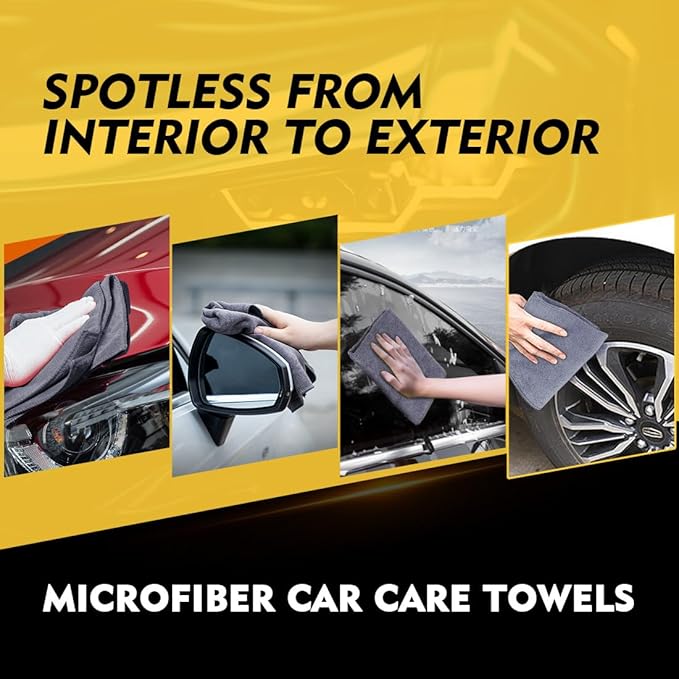 HOMEXCEL Microfiber Cleaning Cloth 12 Pack, 12.5 x 12.5 inch Microfiber Towels for Cars, Ultra Absorbent Car Washing Cloth, Lint Free Streak Free Cleaning Rags for Car, Kitchen, and Window (Grey)