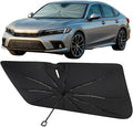 Proadsy Windshield Sun Shade Umbrella for Honda Civic 2022-2025 2026 Foldable Car Umbrella Sunshade with Soft TPU Handle Spring Structure Crystal Cooling Material Protect Car from Rays & Heat