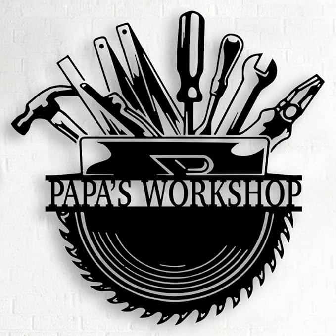 Personalized Papa's Workshop Metal Sign - Custom Dad's Garage Metal Sign for Dad Mechanic Wall Decor