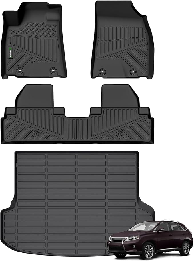 ANBINGO®-Floor Mats & Cargo Liner Custom for 2010-2015 RX / RX350 / RX450h All Weather Protection TPE Heavy Duty Non-Slip Automotive RX Floor Liners Fits Full Set RX350 Accessories, Black
