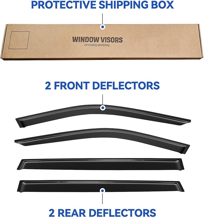Window Visors Rain Guards for 2020-2025 Toyota Highlander, Out-Channel Window Vent Wind Deflectors Visors Shades for 20 21 22 23 24 25 Highlander