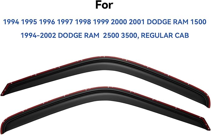 in-Channel Window Visors Rain Guards for 1994-2001 Dodge Ram 1500, Window Wind Deflectors Vent Shades for 94-02 Ram 2500 3500