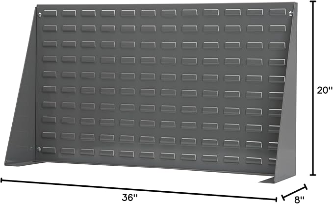 Akro-Mils 98636 Heavy Duty Steel Louvered Panel Standing Work Bench Storage Rack Garage Organizer for Mounting AkroBin Storage Bins, 36-Inch L x 8-Inch W x 20-Inch H, Grey
