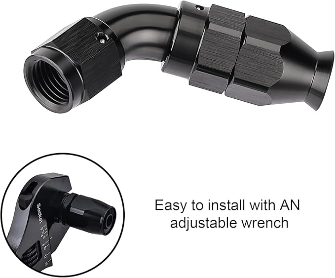 EVIL ENERGY 4AN 60 Degree PTFE One Piece Full Flow End Hose Fitting Aluminum Black