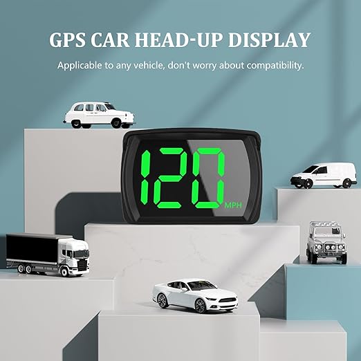 Speedometer HUD, GPS Digital Speed Meter with MPH, Head Up Display for All Cars, USB Cable Plug & Play