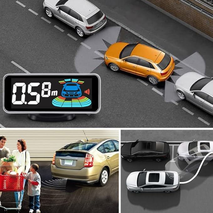 Car 8 Parking Sensors Kit Assist System Reverse Front and Rear Reverse Radar parktronic Auto Electronics Vehicle Back Assistant Reverse (Gold)