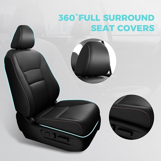 for Honda Pilot Seat Covers, Full Set Custom Car Seat Protectors Fit Pilot EX-L, Special Edition, Touring, Sport 2016 2017 2018 2019 2020 2021 2022 - 8 Seats, Full Coverage Waterproof, Black Red