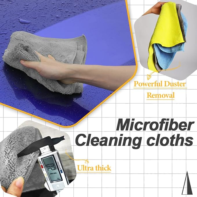Drying Towels(Microfiber),Car Wash Cleaning Towel Extra Soft,Reusable and Durable,Absorbent, Lint-Free,Interior & Exterior Rags 16in x 16in-12 Packs Grey
