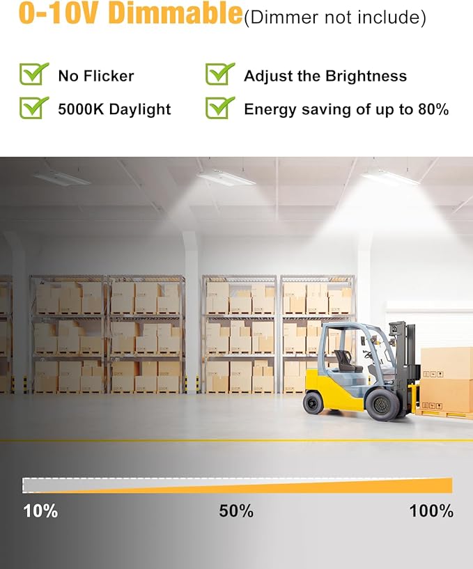 400W LED Linear High Bay Light, 60000LM Linear High Bay Shop Light 120-277V, 5000K for Warehouse, Garage Factory, UL Listed, 5 Years Warranty, 2Pack