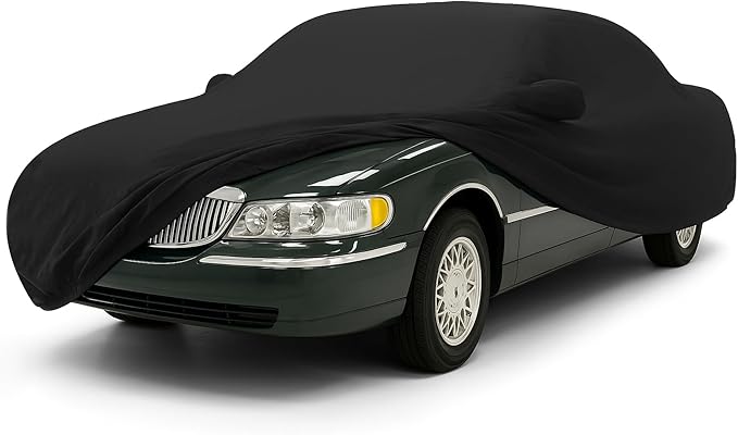 Soft Stretch Old Classic Car Cover Custom-fit for Lincoln Town Car 1998-2011 Full-Size Luxury Sedans Accessories for Indoor Underground Garage Car Show & Storage Dust Protection 215.4in