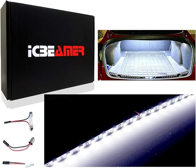 ICBEAMER Super White 12" inch 24-SMD-2835 Chips LED Strip Light Universal Fit for Car Trunk Cargo Area or Interior Illumination