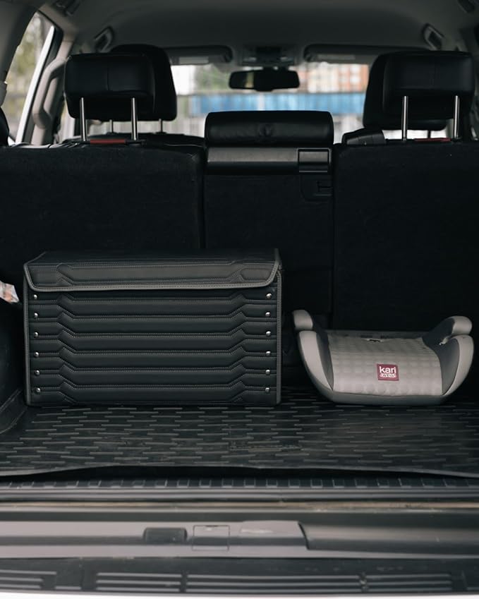 Car Trunk Organizer For Shoes - Storage Crate For SUV, Sedan Or Truck - Foldable Cargo Bin For Travel Gear & Sports Kits - Practical Holiday Gifts For Drivers (Highway 21.6 inch)