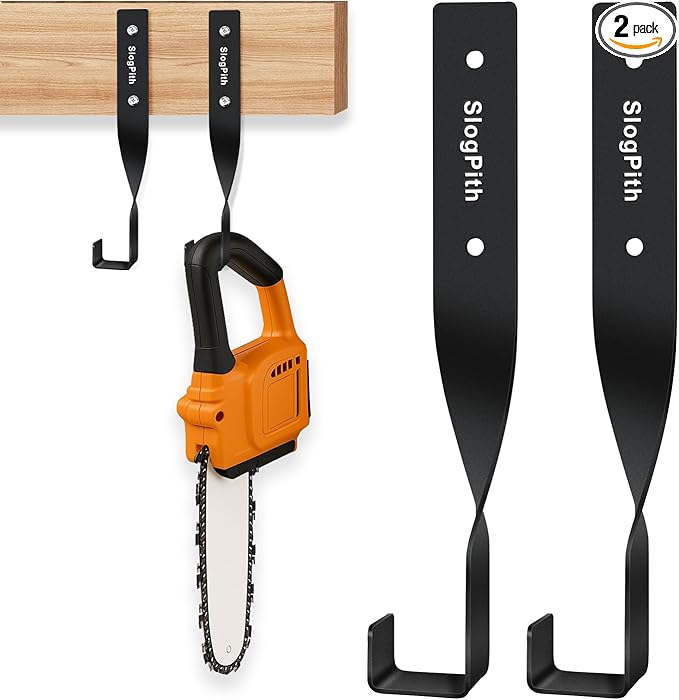Chainsaw Holder,Chainsaw Holder For Garage Wall Mount, Garage Storage Hooks For Chainsaw,Backpack Blower,Weed Eater&Tools,Rustproof Chainsaw Wall Mount Hanger Organizes Tools,Saves Space (2 Pcs Black)