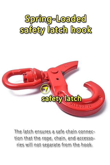 Heavy Duty Swivel Lifting Hook - 4410 lbs Capacity - Hoist Hook Sling for Heavy Cargo