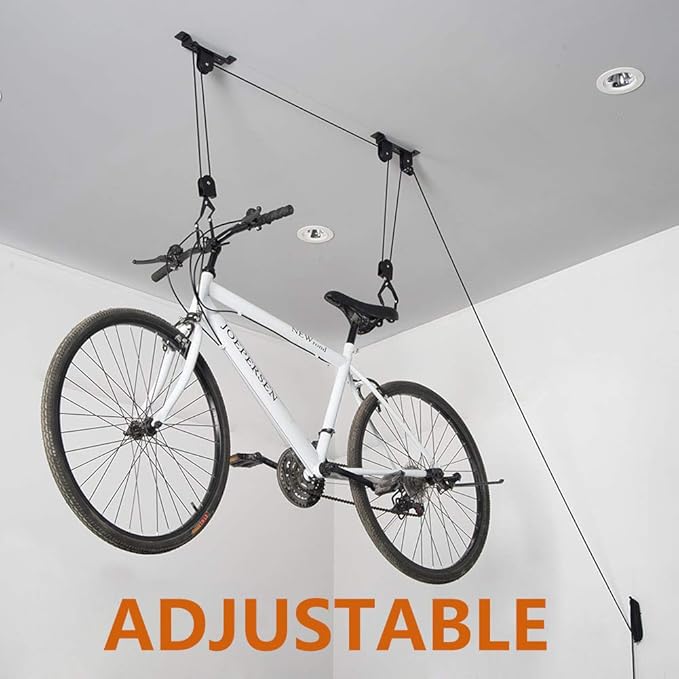 Wallmaster Ceiling Bike Mount Hanger, Bike Ceiling Lift Hoist, Bike Pulley System for Garage, Indoor Bicycle Hooks, 1 pack