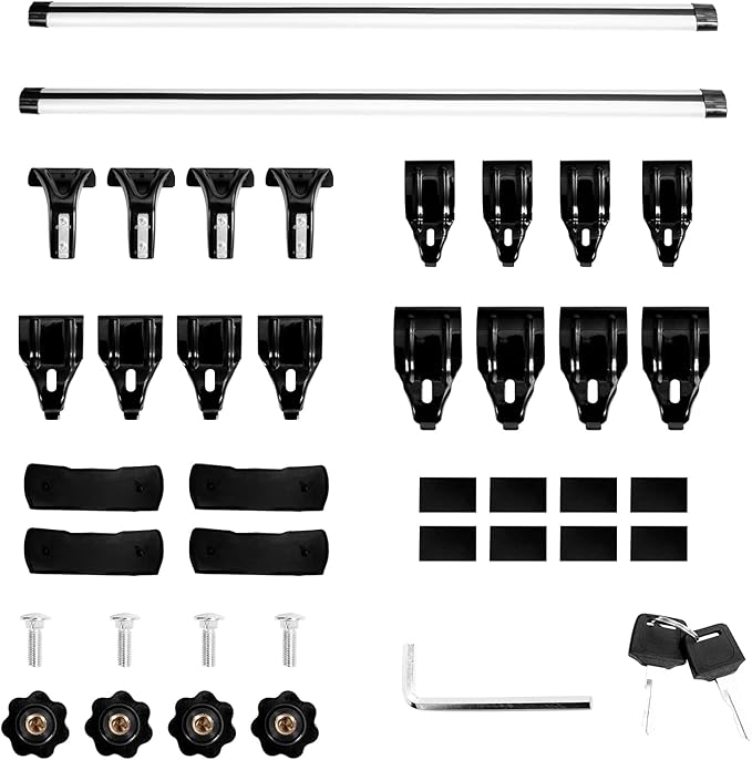 50" Universal Rooftop Crossbars,Adjustable Locking Luggage Crossbars Compatible for Car Pickups Without Any Types of Side Rails