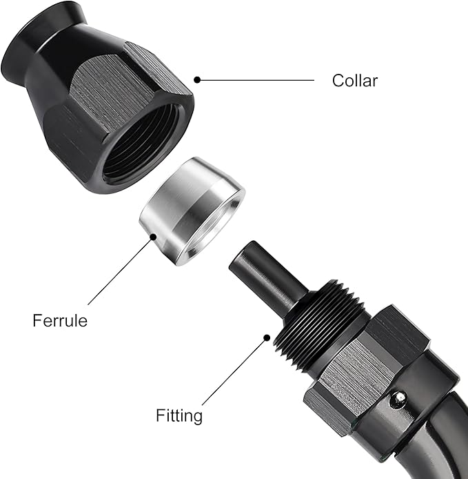 EVIL ENERGY 4AN 45 Degree PTFE One Piece Full Flow End Hose Fitting Aluminum Black