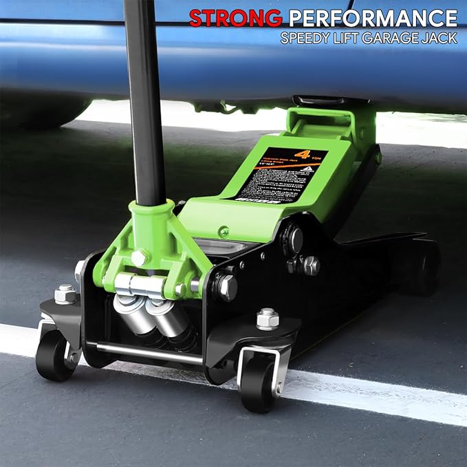 DNA MOTORING Low Profile Hydraulic Trolley Service/Floor Jack, 4 Ton (8000 lbs) Capacity, Lifting Range 4.5"-20", Green, TOOLS-00307-GR
