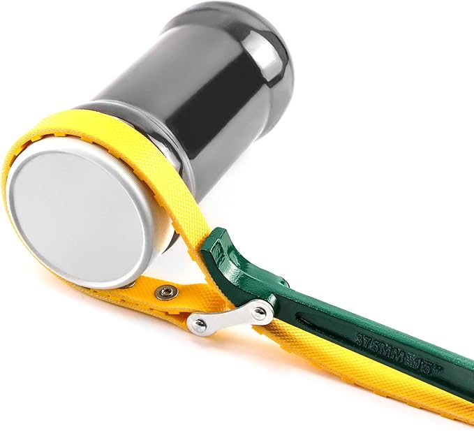 QWORK 15" + 12" Belt Strap Wrench, Multi-Purpose Adjustable Strap Oil Filter Strap Opener Wrench,with 35 7/16 inches Capacity Adjustable Strap, 2 Pack