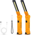 LED Worklight Flashlight, Suranew COB Rechargeable Work Lights with Magnetic Base 360 Degree Rotate and 5 Modes Portable Flood Light Inspection Construction Light for Car Repair (Yellow, 2 Pack)