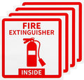 Madrigal Fire Extinguisher Inside Sticker Sign,4Pack 3x3" Self-Adhesive Vinyl, Weatherproof & UV Protected for Cars, Trailers, Rv's, Trucks and Vehicles, Red on White