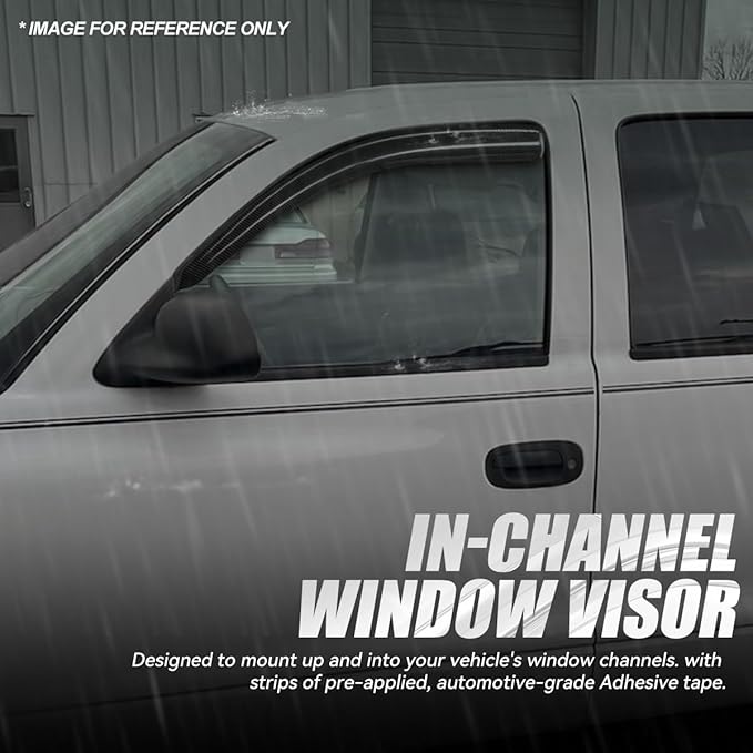 Auto Dynasty 2Pcs Carbon Fiber Pattern Window Visors Compatible with 1997-2004 Dodge Dakota 2-Door, Tape-On Front Window Deflectors Rain Guards Sun Wind Air Side Vent Shade, Glossy Black