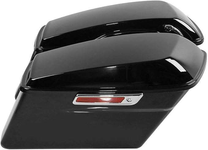 Green-L Vivid Black Hard Saddlebags with Chrome Latches Lock&Key Set Fit for Harley Touring Road King Street Glide Electra Ultra 2014-2024