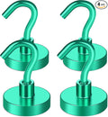 MIKEDE Magnetic Hooks, 40Lbs+ Heavy Duty Magnet Hooks for Cruise Cabins, Super Neodymium Hanging Hooks Strong Magnets with Hook for Fridge, Magnetic Hanger for Grill, Toolbox, Storage(Green, 4 Pack)