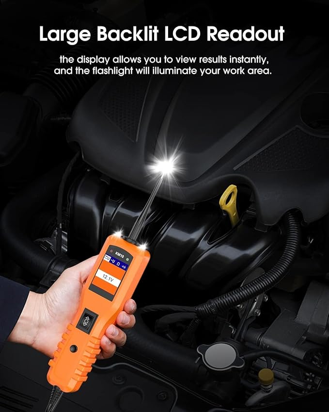 KZYEE KM10 Power Circuit Probe Kit, 12V 24V Automotive Circuit Tester, Digital Multimeter, Short Finder, AC/DC Voltage Tester, Diode & Resistance, Current Probe Component Activation, 20FT+20FT Cable