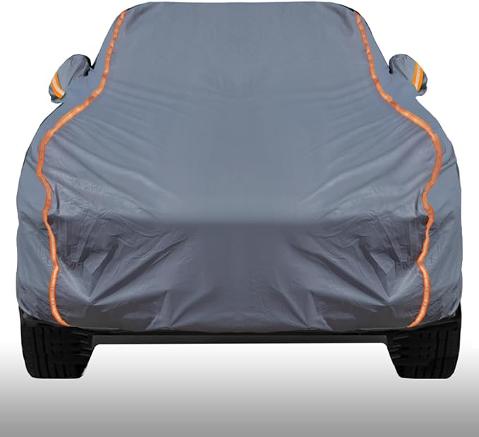 KEYOOG Universal Waterproof Heavy Weight Full Car Covers, Fit Pickup, All Weather, Outdoor Full Cover Weatherproof UV Sun Protection Snow Dust Storm Resistant with PEVA Cotton, Fit Length 180"-206"
