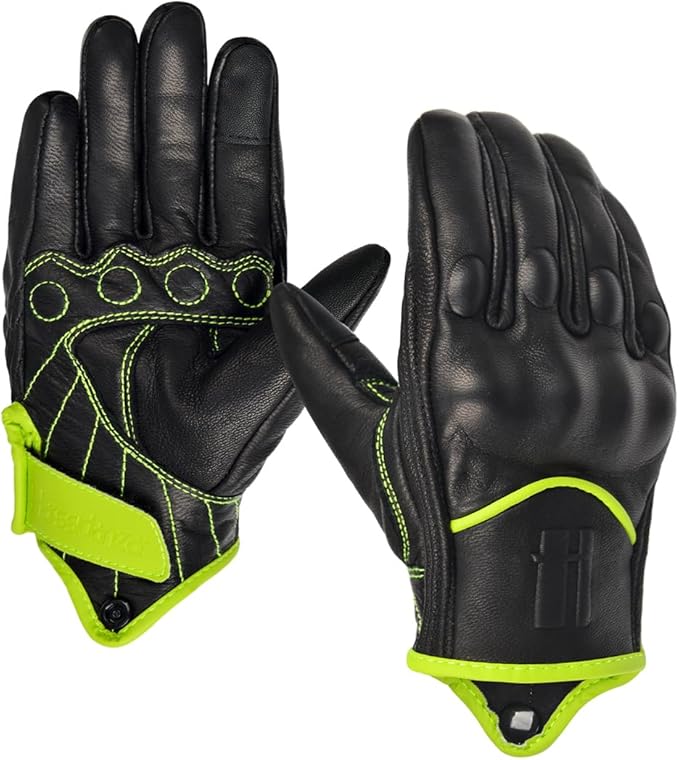 Harssidanzar Women's Motorcycle Gloves,Leather Motorcycle Gloves, Motorbike Gloves, Road Racing, Cycling, Climbing, Powersports Gloves Touchscreen GL016