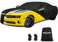 for Camaro Full Car Cover 2010-2025 All Weather, Outdoor Car Covers with Zipper and Soft Cotton Lining, Windproof Heavy Duty Waterproof Protection Fit for 2010-2025 Chevy Camaro (Up to 190''L)