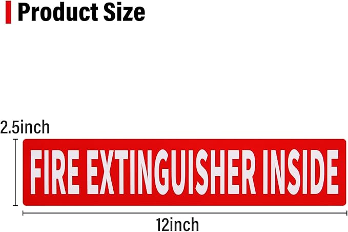 Madrigal Fire Extinguisher Inside Sticker Sign,4Pack 12x2.5" Self-Adhesive Vinyl, Weatherproof & UV Protected for Cars, Trailers, Rv's, Trucks and Vehicles, Red on White
