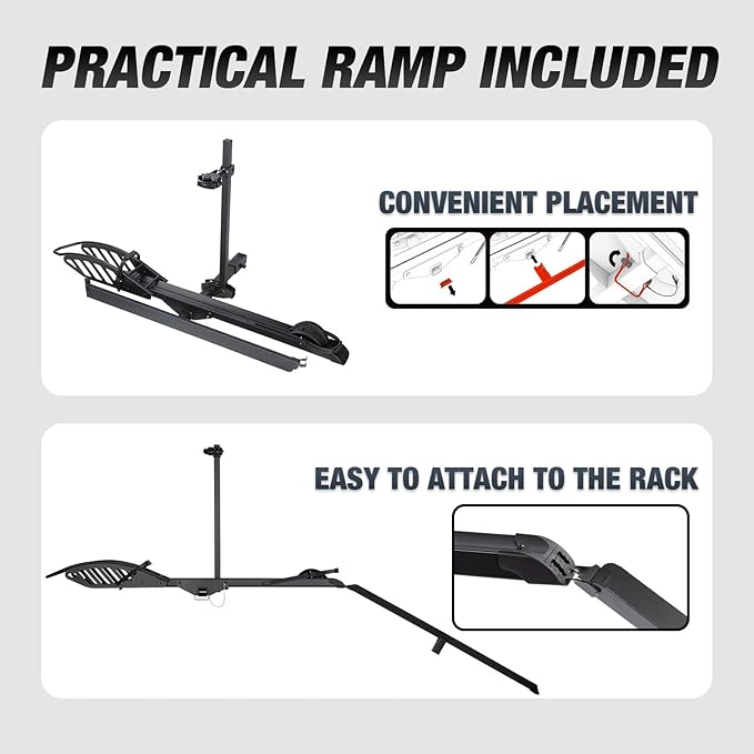 Sole R 1-Bike Rack, Hitch-Mount Platform E-Bike Rack with Ramp, 100 lbs Capacity, Fits Car, SUV, Truck, RV, Van with 2-Inch Receiver and Up to 5-Inch Fat Tires Bicycle