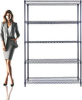 48"x24"x72" Black 5-Tier Premium Wire Shelving NSF 4000 LBS MAX Capacity Heavy Duty Steel Storage Rack for Warehouses, Garages, Hospitals, Commercial Spaces, & Schools w/Premium Wheels