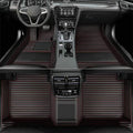 Car Floor Mats (Black Red Stripe, 3D) - Luxury Leather, Custom Fit for 99.9% Sedan SUV Sports, All-Weather, Waterproof, Non-Slip, Environmentally Friendly