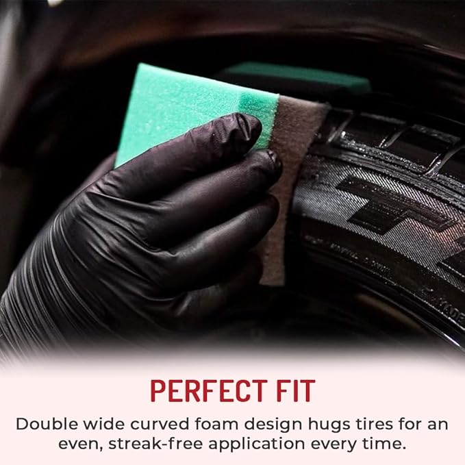 Hi-Tech Tire Dressing Applicator 12 Pack - Durable and Reusable, Contoured Tire Shine and Dressing Sponge for Your Car's Wheels