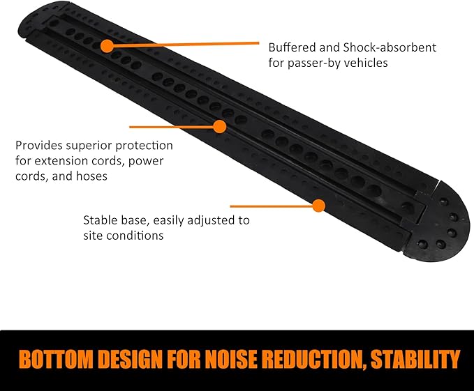 84'' Rubber Speed Bump, 1 Pack 2 Channel Modular Heavy Duty Speed Bumps Humps 25000 lbs Load Capacity, Cable Protector Ramp with 2 End Caps for Asphalt Concrete Gravel Driveway Road